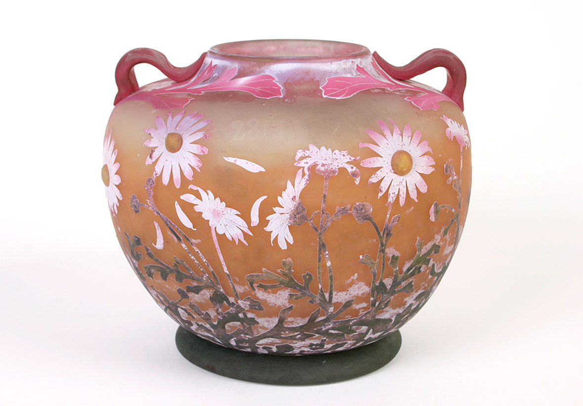 Daum Daisy Two-Handled Vase